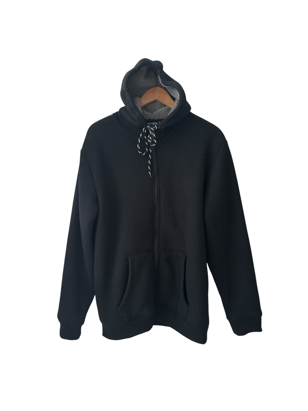 Hollywood The Jean People Black Zip-Up Hooded Cardigan Like New M